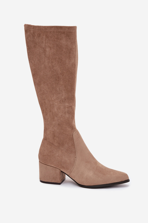 Women's Low Heel Eco Suede Boots Sergio Leone KZ212 Beige