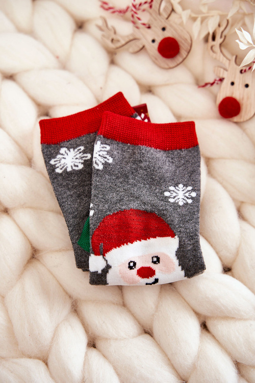 Skarpetki Dziecięce "Merry Christmas" Mikołaj Szaro-Zielone