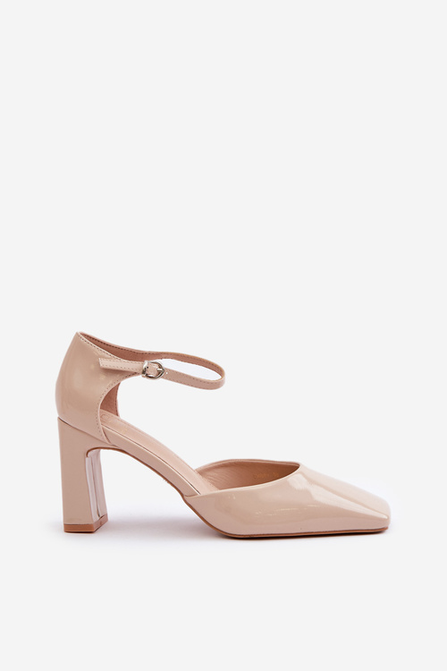 Heels made of patent eco leather beige Emindria