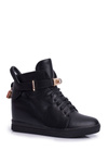 Women's Sneakers On Anchor Gold Padlock All Black Tersey
