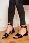 Leather Sandals On Silver Heel Laura Messi 2143 Black
