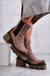 Women's Suede Platform Boots Beige Hilde