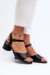 Women's Low Heel Eco Leather Sandals Sergio Leone SK876 Black