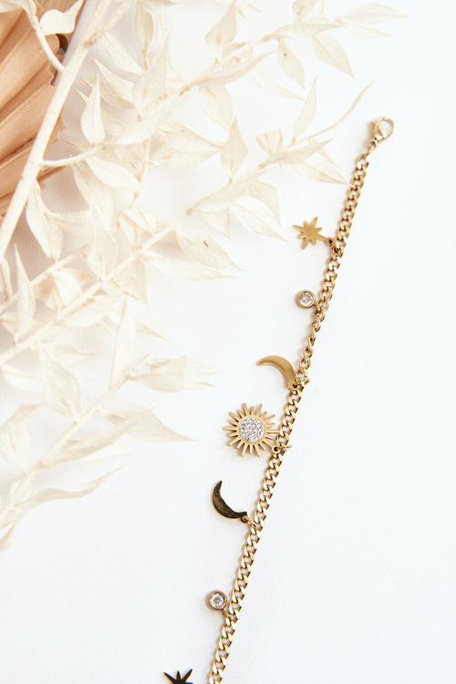 Bransoletka Modna Księżyc Słońce Złota