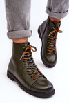 Leather Boots Shoes Women's Green Ethel