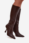 Women's Knee-High Heel Boots Chocolate Vionette