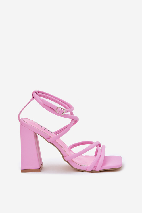 Women's heeled sandals with straps pink Ciarilora