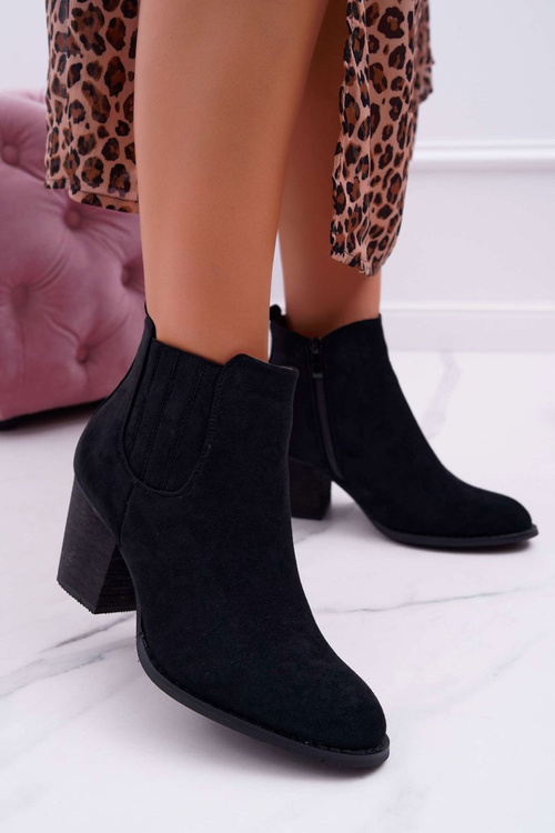 Women's Heeled Boots Suede Black Gomen