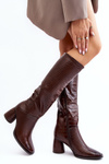 Women's Knee-high Boots with Snake Pattern Brown Ceriona