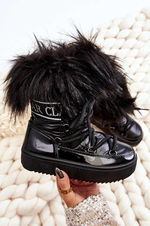 Warm Lace Up Snow Boots Black Colioris