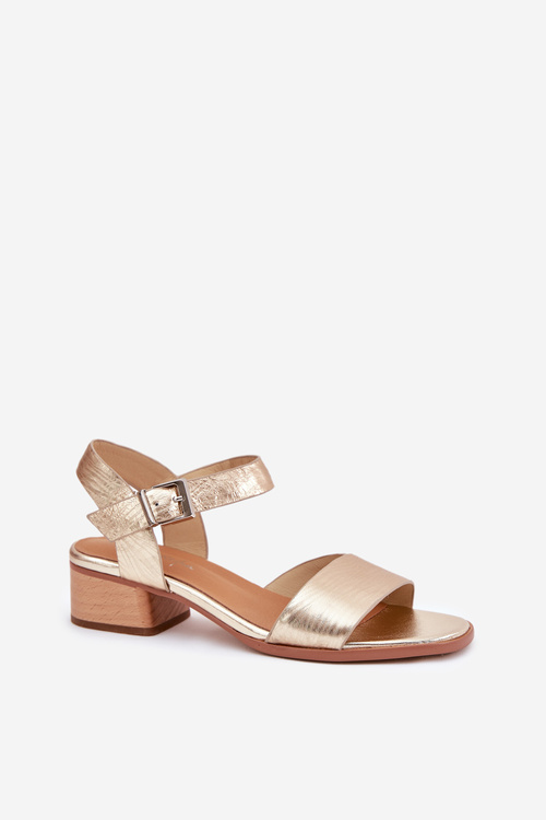 Leather Ladies Sandals With Heel Maciejka N6802-25 Gold