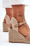 Suede Platform Sandals Beige Selfoss
