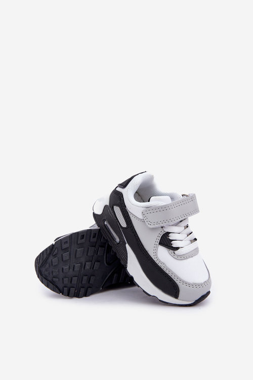 Children's Leather Sports Shoes On Platform Black-White Lori