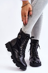 Women's Lace Up Trapper Boots With Warming Black Nomi