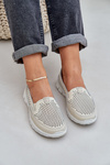 Lightweight Leather Perforated Loafers Women's Platform Beige Tanelora