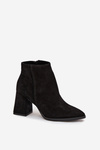 Black Leather Ankle Boots with Block Heel Lined Zazoo 3128