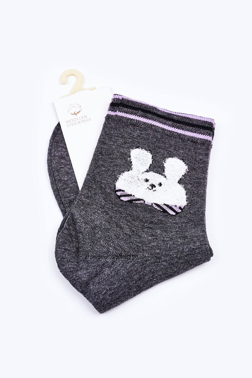 Women's Cotton Socks With Rabbit COSAS Dark Grey