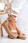 Suede Sandals Espadrilles On the Wedge Beige Shanny