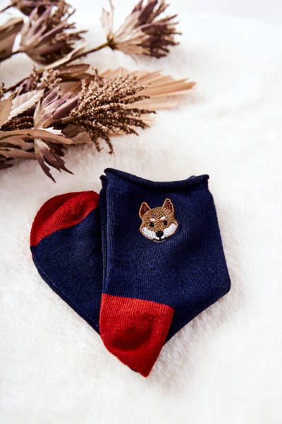 Children's Pressless Socks Fox Navy