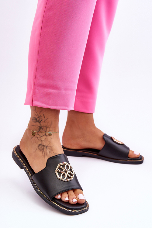 Women's Classic Flat Heel Sandals Black Larotte