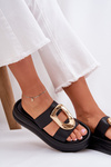 Women's Platform Sandals With Gold Detail Black Ularinea
