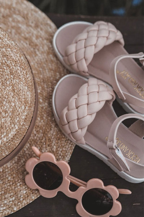 Children's Braided Sandals Pink Adella