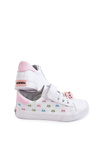 Children's Leather Sneakers With Velcro Print White Bonnie