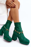 Women's Boots with Heel and Green Chain Tiselo