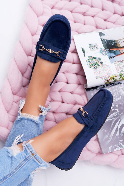Mokasyny Damskie Zamszowe Comfort Granatowe Anzio
