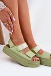 Women's Platform Sandals With Velcro Green Nitepira