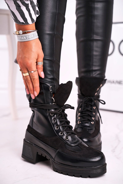 Women's High Lace-up Boots Black Ridley