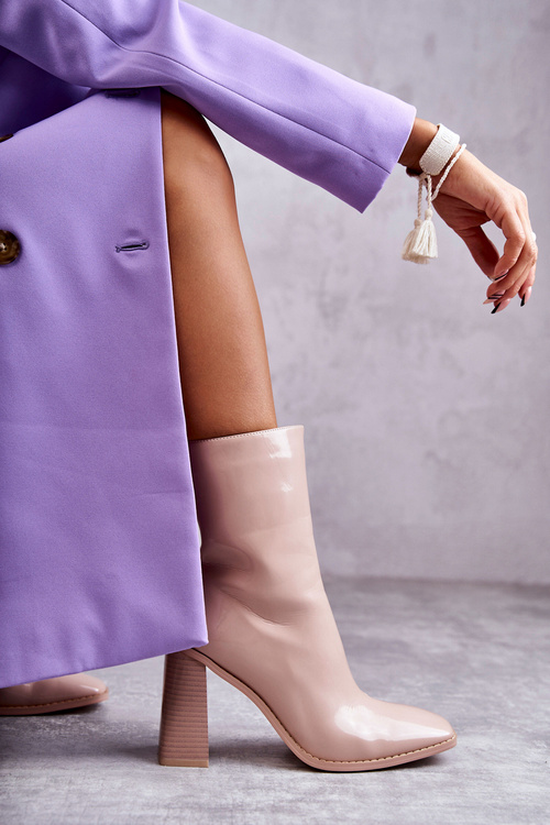 Women's Patent Leather Boots Beige Margit