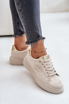 Womens Platform Sneakers With Hearts Beige Avirorae