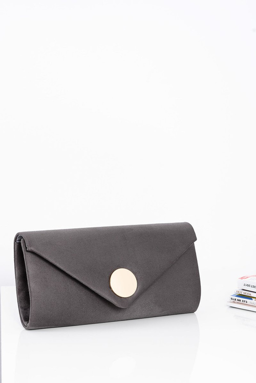 Women's Grey Suede Clutch Bag Gold Chain
