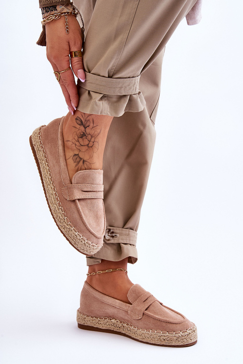 Espadryle Damskie Zamsz Beżowe Keyla