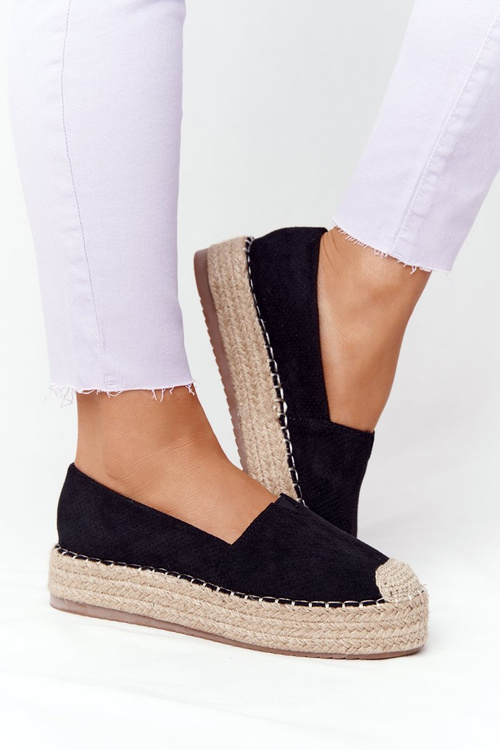 Espadrilles On A Straw Platform Black Highway