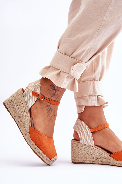 Suede Espadrilles Wedge Sandals Orange Cammer