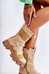 High Workers Booties On A Zipper Dark beige Nerisa