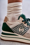 Fashionable Women's Sport Shoes On A Wedge Beige-Green Aronne