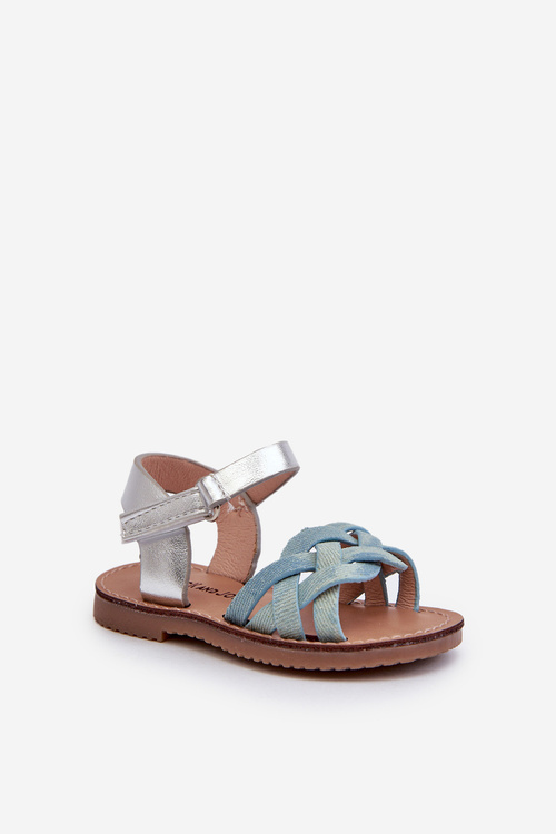 Dziecięce Sandałki Na Rzep Z Przeplatającymi Się Paseczkami Niebieskie Dianttha