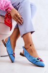 Suede Ballerinas With Chain Lewski Shoes 3125 Blue
