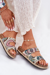 Klapki Damskie Wzorzyste Korkowa Platforma Klamry Multikolor Lee Cooper LCW-25-35-3483L