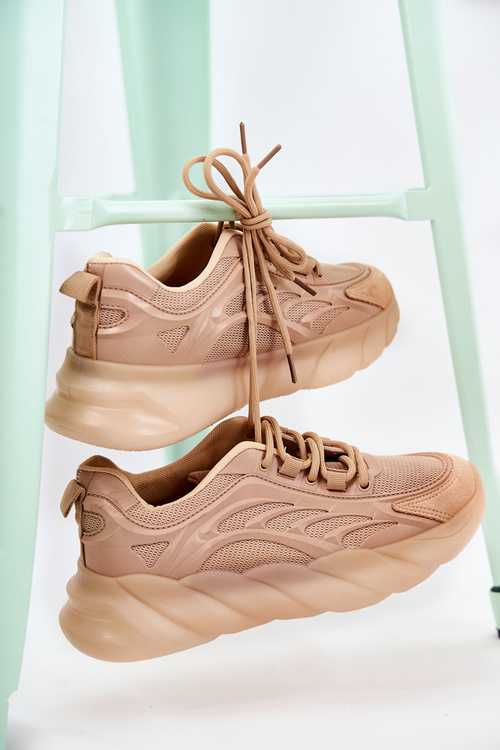 Buty Sportowe Sneakersy Modne Damskie Beżowe Sollero