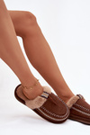 Women's slippers with fur and embroidery Brown Perivelle