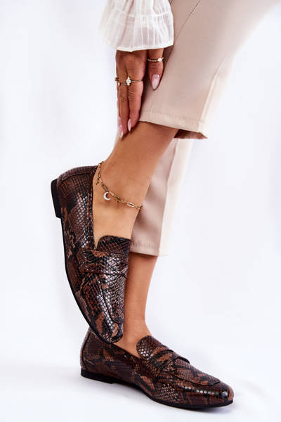 Leather Snake Loafers La.Fi 210023BR-XS Brown