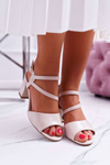 Women's Stiletto Sandals Sergio Leone SK844 Lacquered Beige Tres