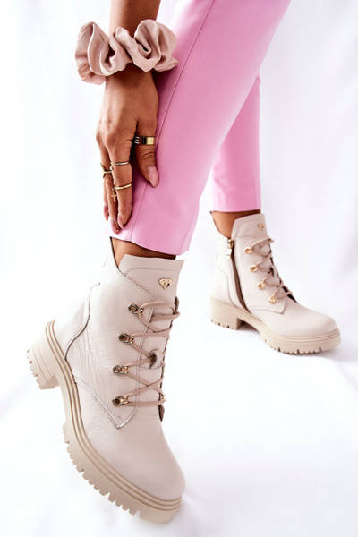 Women’s Leather Boots Beige Nicole 2674