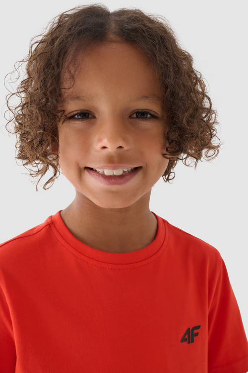 Boys T-shirt Smooth Cotton Orange 4F 4FJWMM00TTSHM1626-70S