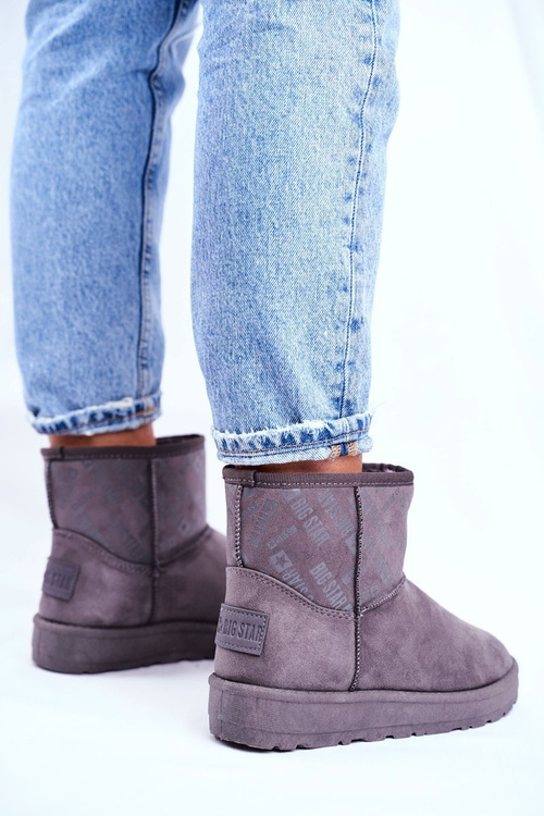 Damskie Śniegowce Ocieplane Szare Big Star GG274558