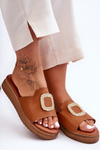 Women's Platform Sandals with Ornament Brown Denicia